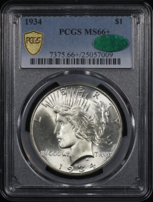 Obverse of this 1934 Peace Dollar PCGS MS-66+ CAC