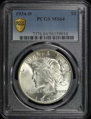 Obverse of this 1934-D Peace Dollar PCGS MS-64