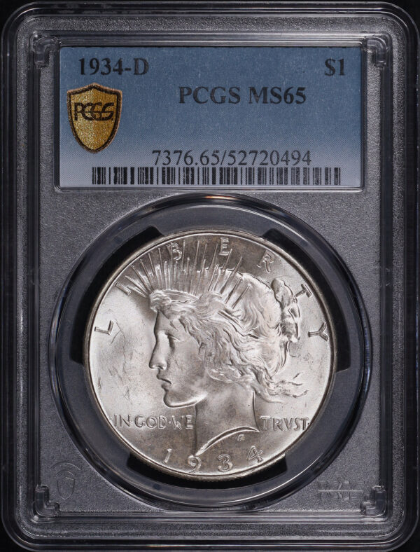 Obverse of this 1934-D Peace Dollar PCGS MS-65