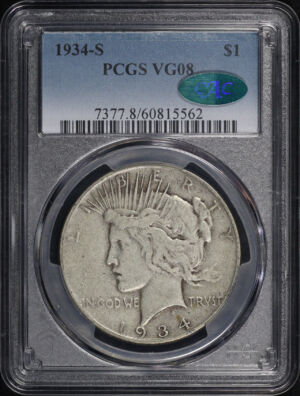 Obverse of this 1934-S Peace Dollar PCGS VG-08 CAC