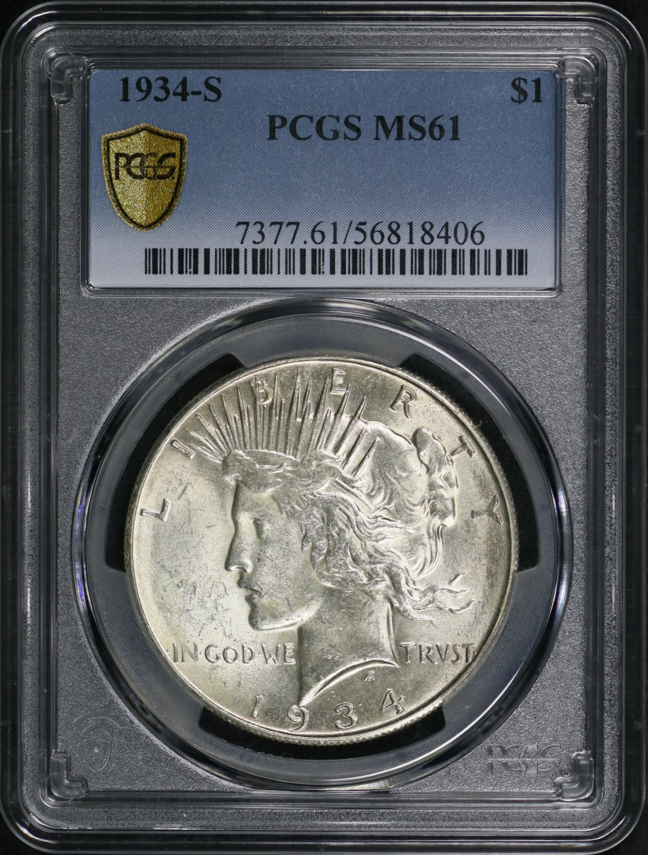 Obverse of this 1934-S Peace Dollar PCGS MS-61