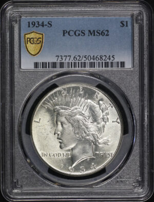 Obverse of this 1934-S Peace Dollar PCGS MS-62