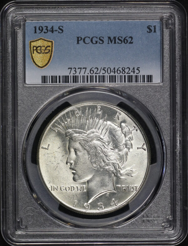 Obverse of this 1934-S Peace Dollar PCGS MS-62