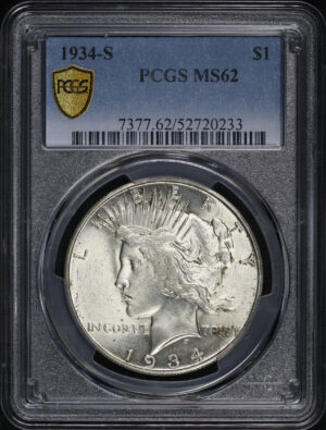 Obverse of this 1934-S Peace Dollar PCGS MS-62