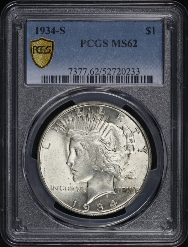 Obverse of this 1934-S Peace Dollar PCGS MS-62
