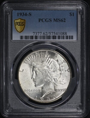 Obverse of this 1934-S Peace Dollar PCGS MS-62