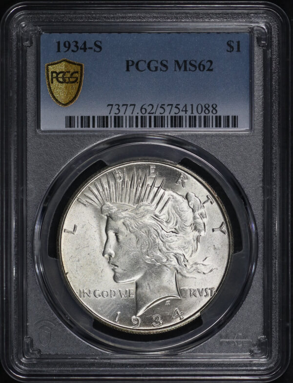 Obverse of this 1934-S Peace Dollar PCGS MS-62