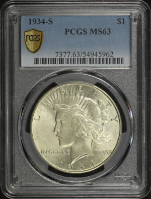 Obverse of this 1934-S Peace Dollar PCGS MS-63