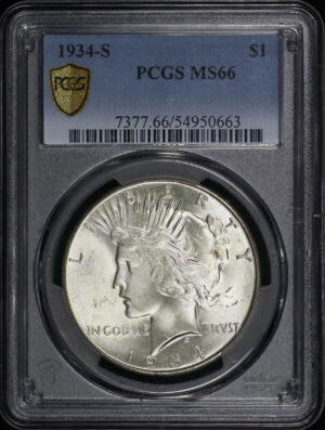 Obverse of this 1934-S Peace Dollar PCGS MS-66