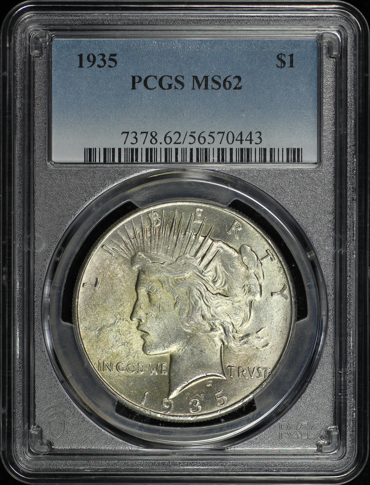 Obverse of this 1935 Peace Dollar PCGS MS-62