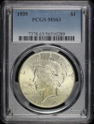 Obverse of this 1935 Peace Dollar PCGS MS-63