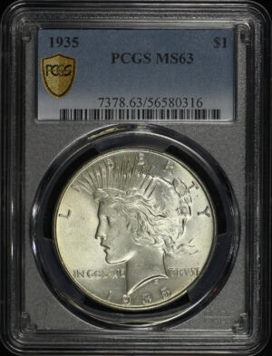 Obverse of this 1935 Peace Dollar PCGS MS-63
