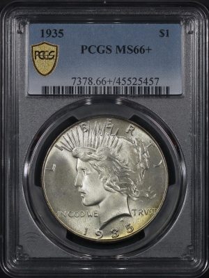 Obverse of this 1935 Peace Dollar PCGS MS-66+