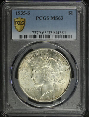 Obverse of this 1935-S Peace Dollar PCGS MS-63