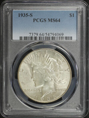 Obverse of this 1935-S Peace Dollar PCGS MS-64