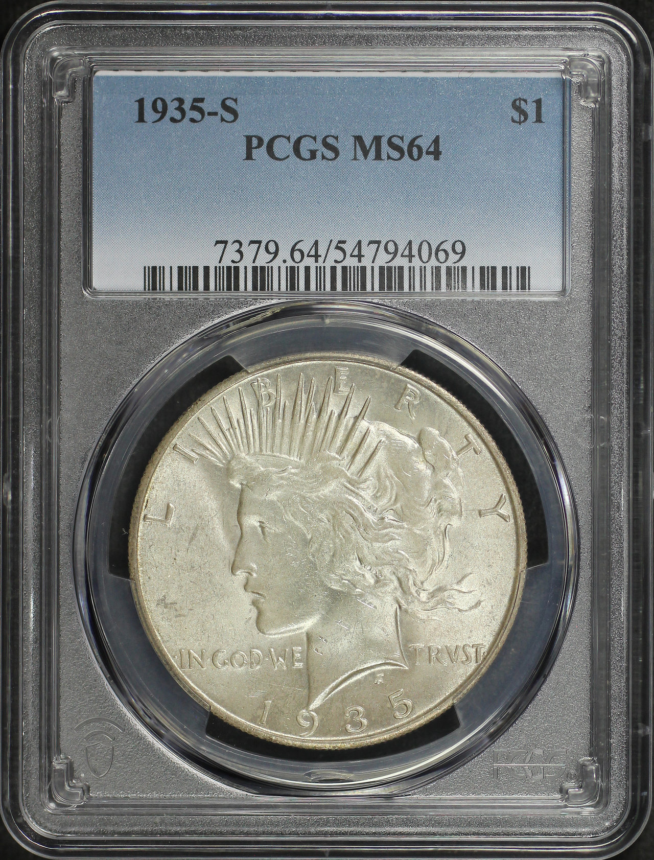 Obverse of this 1935-S Peace Dollar PCGS MS-64