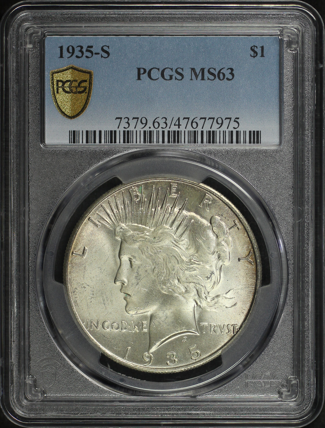 Obverse of this 1935-S Peace Dollar PCGS MS-63
