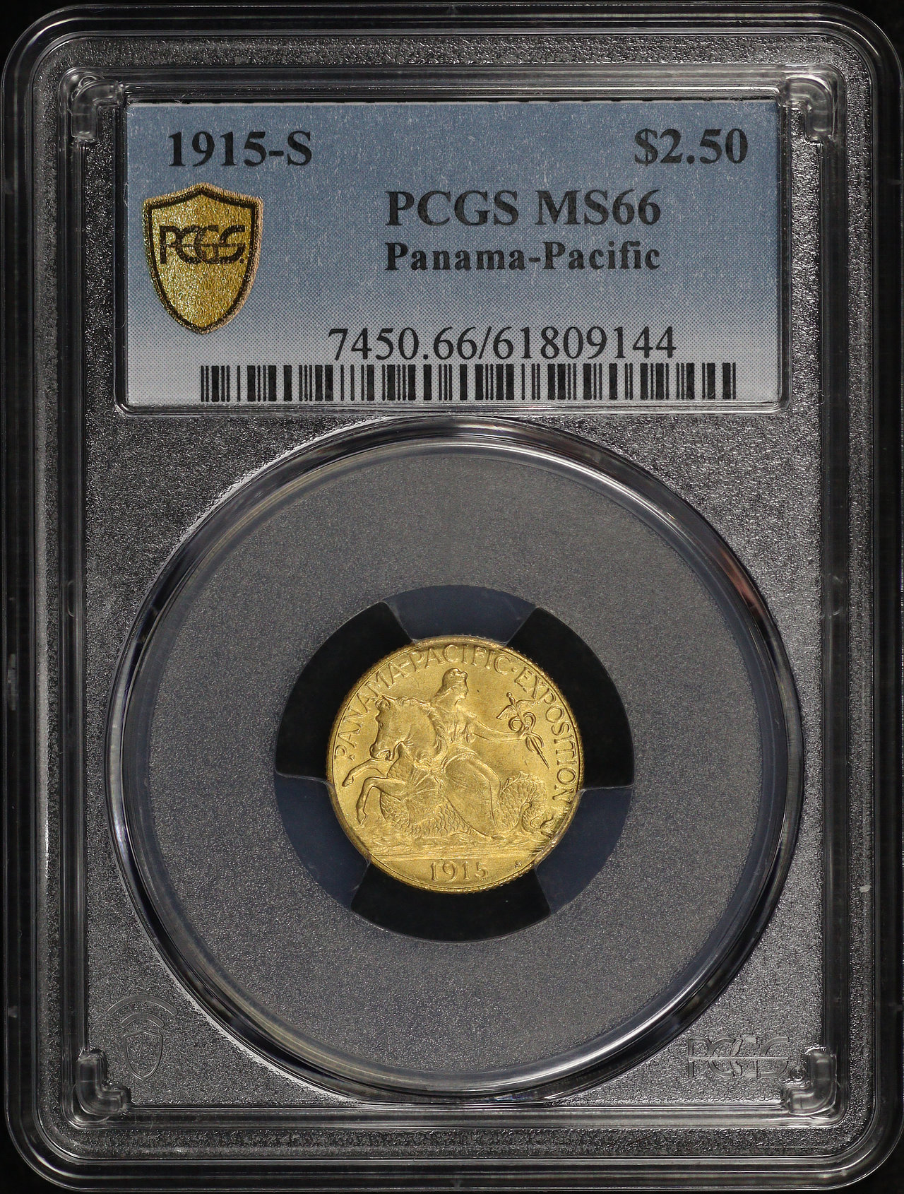 Obverse of this 1915-S $2.50 Panama-Pacific Gold Commemorative PCGS MS-66