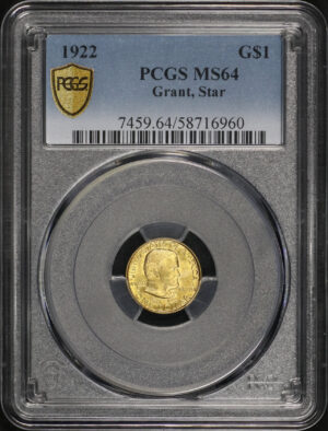 Obverse of this 1922 G$1 Grant, Star Gold Commemorative PCGS MS-64