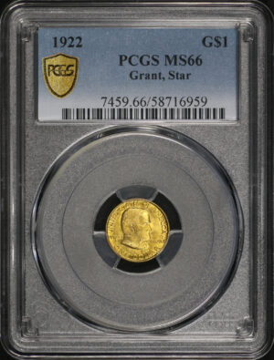 Obverse of this 1922 G$1 Grant, Star Gold Commemorative PCGS MS-66