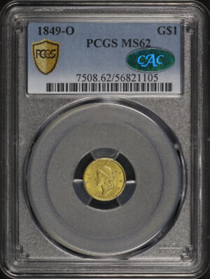 Obverse of this 1849-O Gold Dollar PCGS MS-62