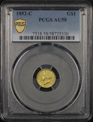 Obverse of this 1852-C Gold Dollar PCGS AU-58