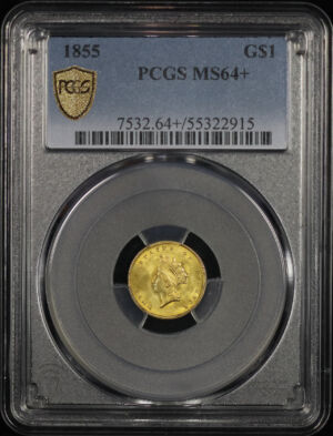 Obverse of this 1855 Gold Dollar Type 2 PCGS MS-64+