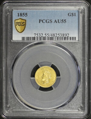 Obverse of this 1855 Gold Dollar Type 2 PCGS AU-55