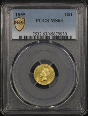 Obverse of this 1855 Gold Dollar Type 2 PCGS MS-63
