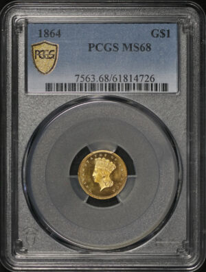 Obverse of this 1864 Gold Dollar Type 3 PCGS MS-68