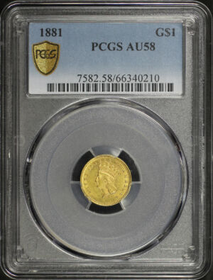 Obverse of this 1881 Gold Dollar Type 3 PCGS AU-58