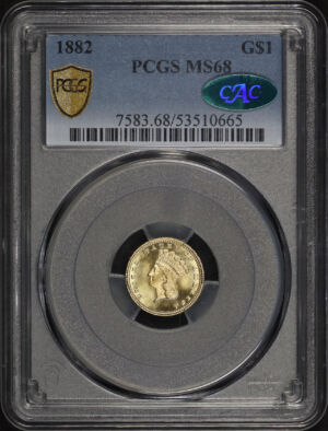 Obverse of this 1882 Gold Dollar Type 3 PCGS MS-68 CAC