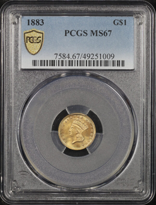 Obverse of this 1883 Gold Dollar Type 3 PCGS MS-67