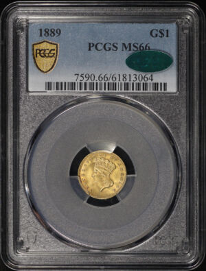 Obverse of this 1889 Gold Dollar Type 3 PCGS MS-66 CAC