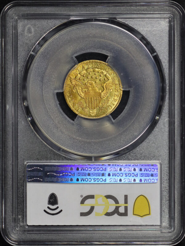 Reverse of this 1802/’1′ Draped Bust $2.5 PCGS MS-63 CAC