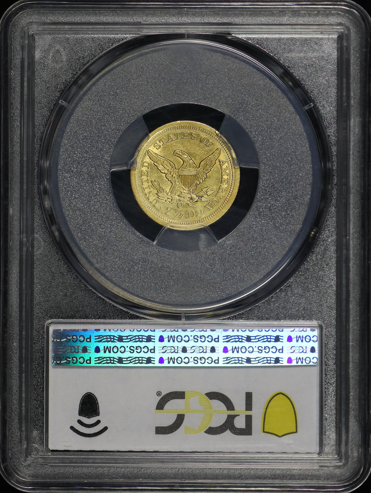 Reverse of this 1843-O Liberty Head $2.5 Large Date PCGS MS-61