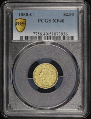 Obverse of this 1850-C Liberty Head $2.5 PCGS XF-40