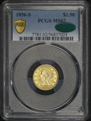 Obverse of this 1856-S Liberty Head $2.5 PCGS MS-62 CAC