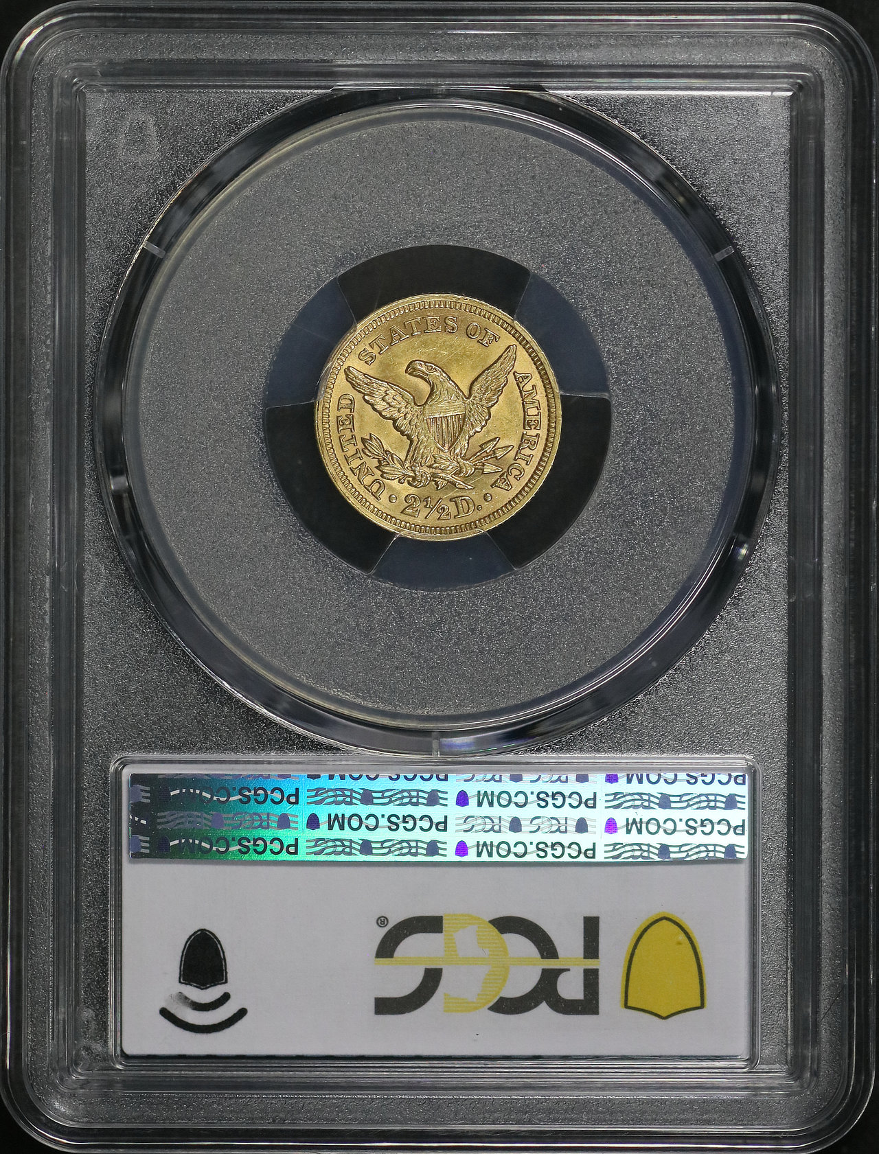 Reverse of this 1858 Liberty Head $2.5 PCGS MS-62