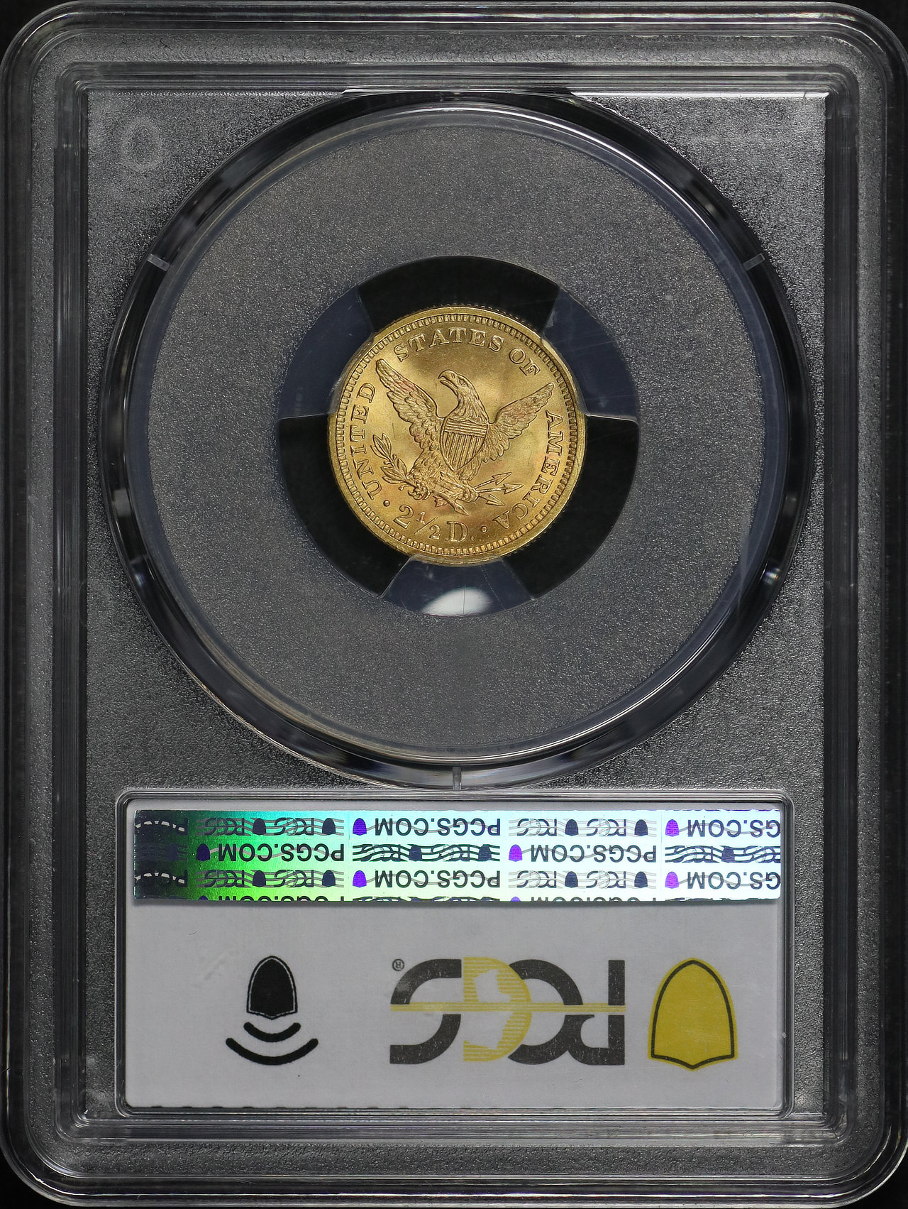 Reverse of this 1873 Liberty Head $2.5 Open 3 PCGS MS-66