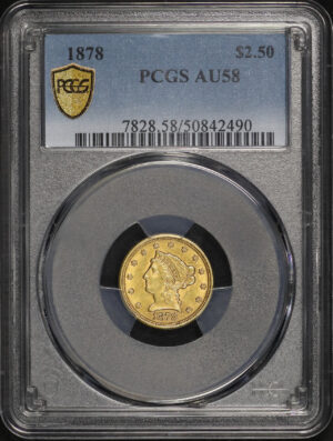 Obverse of this 1878 Liberty Head $2.5 PCGS AU-58