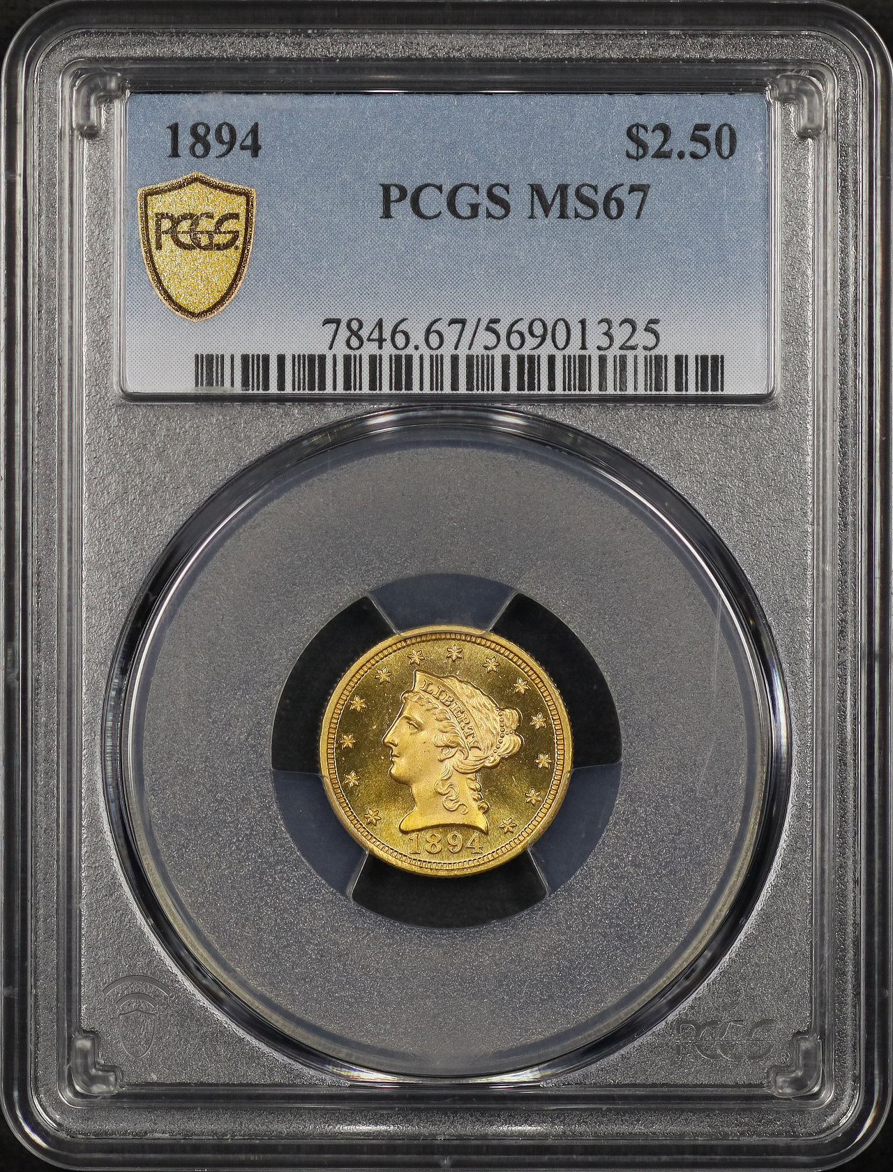 Obverse of this 1894 Liberty Head $2.5 PCGS MS-67