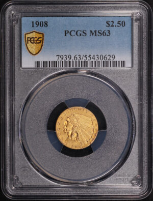 Obverse of this 1908 Indian $2.5 PCGS MS-63