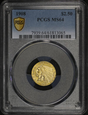 Obverse of this 1908 Indian $2.5 PCGS MS-64