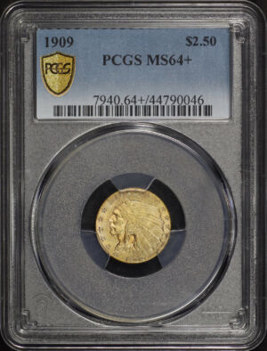 Obverse of this 1909 Indian $2.5 PCGS MS-64+