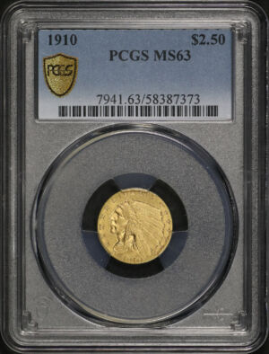 Obverse of this 1910 Indian $2.5 PCGS MS-63