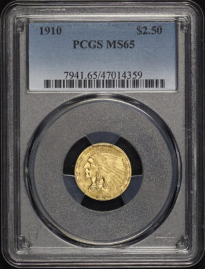 Obverse of this 1910 Indian $2.5 PCGS MS-65