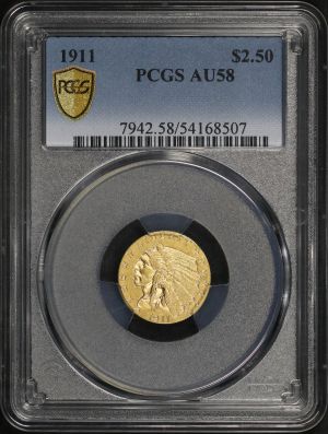 Obverse of this 1911 Indian $2.5 PCGS AU-58