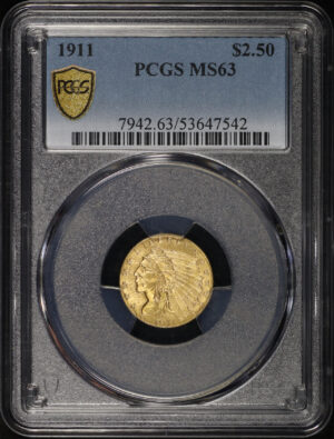 Obverse of this 1911 Indian $2.5 PCGS MS-63