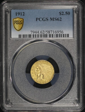 Obverse of this 1912 Indian $2.5 PCGS MS-62